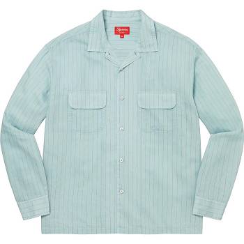 Camasa Supreme Pinstripe Linen Albastri | RO218BC