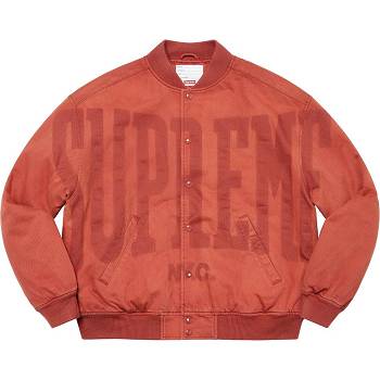 Geaca Supreme Washed Knockout Denim Varsity Rosii | RO153AP